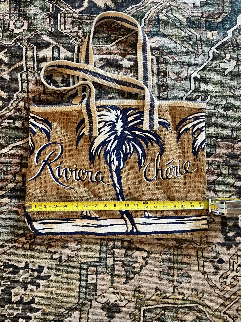 Riviera Chérie Navy and Tan Tote Bag